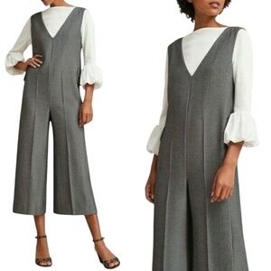 Anthropologie Cartonnier Herringbone Oxford Wide Leg Jumpsuit Black/Grey. Medium